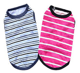 KUTKUT Combo of 2 Drooling Striped Print Pet Vest Breathable Cotton Sleeveless Shirt for Puppy, Small Dog and Cat (Size: L, Chest Girth 45 cm, Neck Girth 32 cm, Back Length 35 cm) - kutkutsty